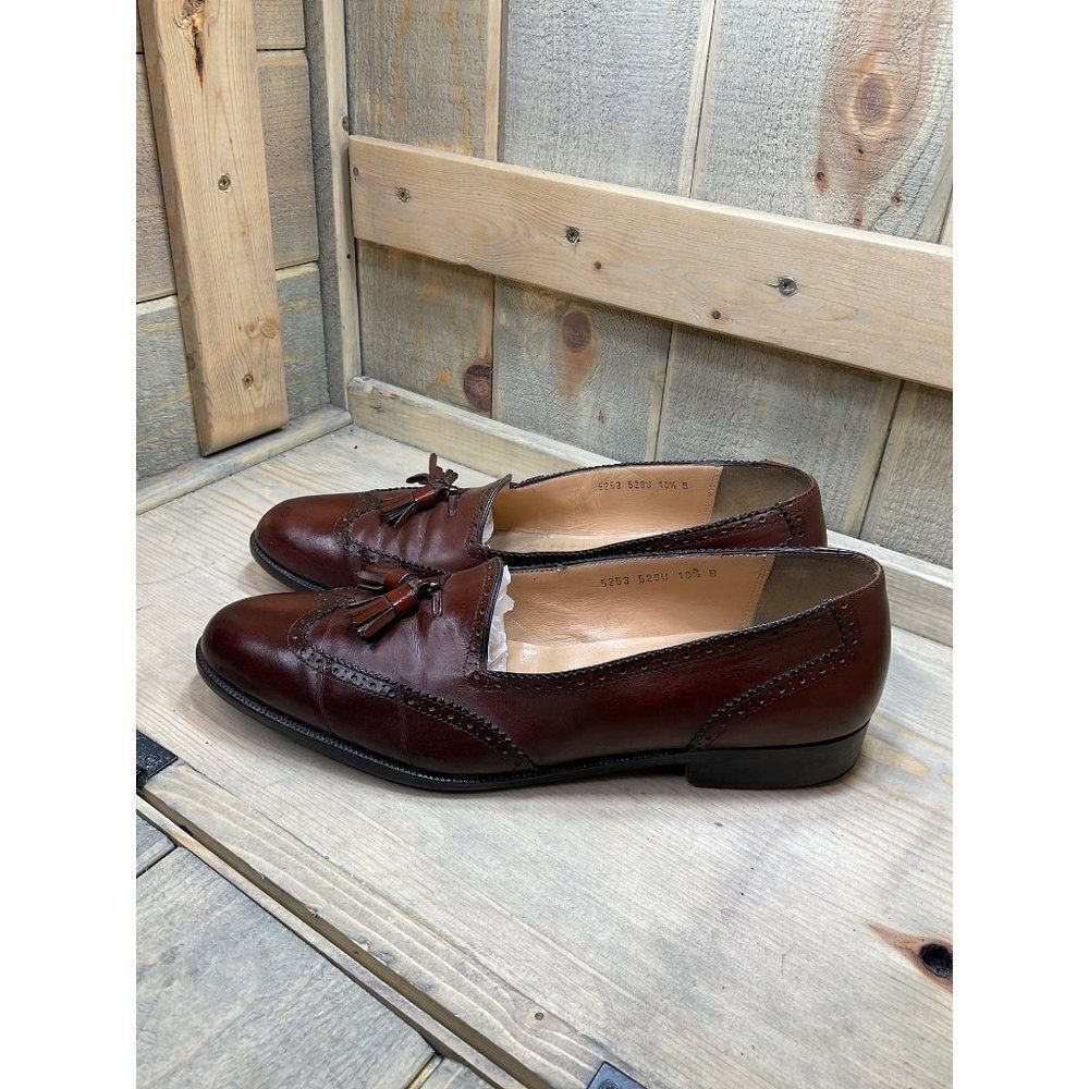 SALVATORE Ferragamo Slip On Kiltie Tassels Shoes Men’s 10.5 B Brown Italy - Picture 4 of 11